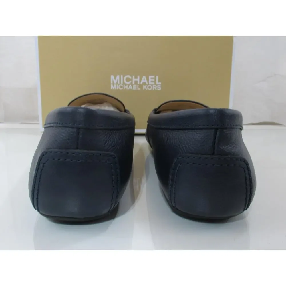Michael Kors Eve Moccasin Leather MK Logo Navy Size 8 - Picture 5 of 7